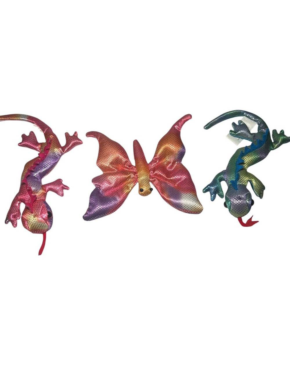 Plush Reptile & Butterfly Toy Set - Rainbow Colors